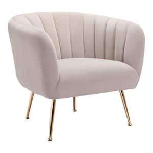 Beige Club Chair Set of 1 with Tufted Cushions