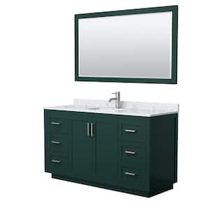 Miranda 60 in. W x 22 in. D x 33.75 in. H Single Sink Bath Vanity in Green with White Carrara Marble Top and Mirror