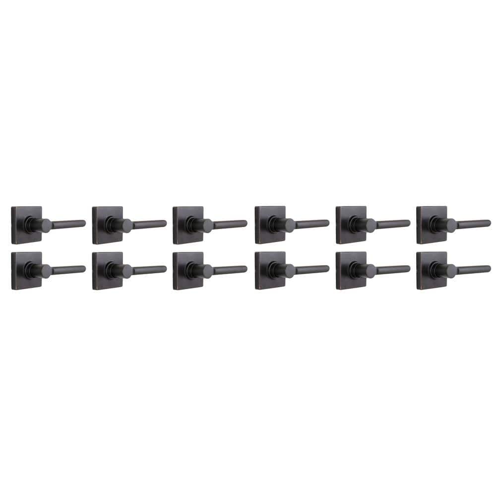 Tonebridge Aged Bronze Hall/Closet Door Lever with Square Rose 12-Pack