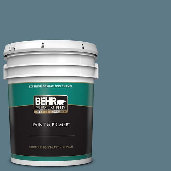 BEHR PREMIUM PLUS 5 gal. #ECC-54-2 Country Lake Semi-Gloss Enamel Exterior Paint & Primer