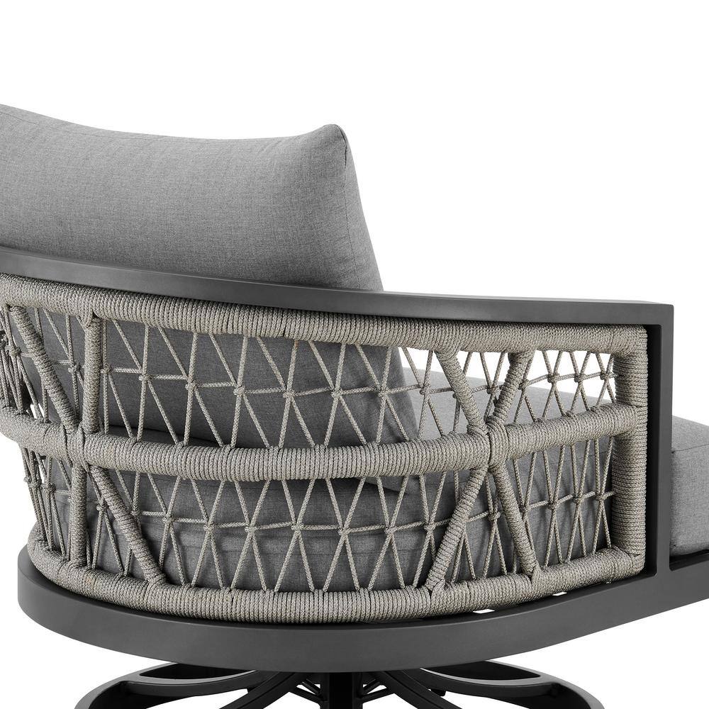 Zella 33" Light Gray Aluminum Swivel Patio Armchair with Cushions