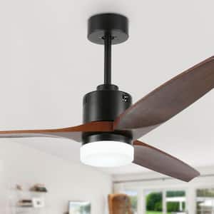 52 in. LED Indoor Color-Changing Black Reversible Ceiling Fan with Light and Remote (3-Blade)