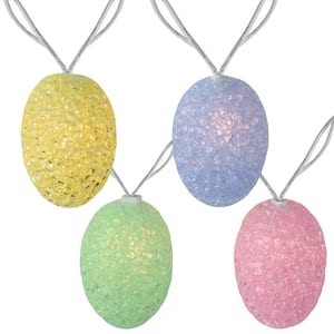 Set of 10 Clear Incandescent Light Pastel Colored Easter Egg Spring Holiday Lights with White Wire