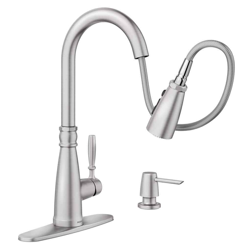 Boman Stainless Steel Pull-Down Kitchen Faucet with Soap Dispenser