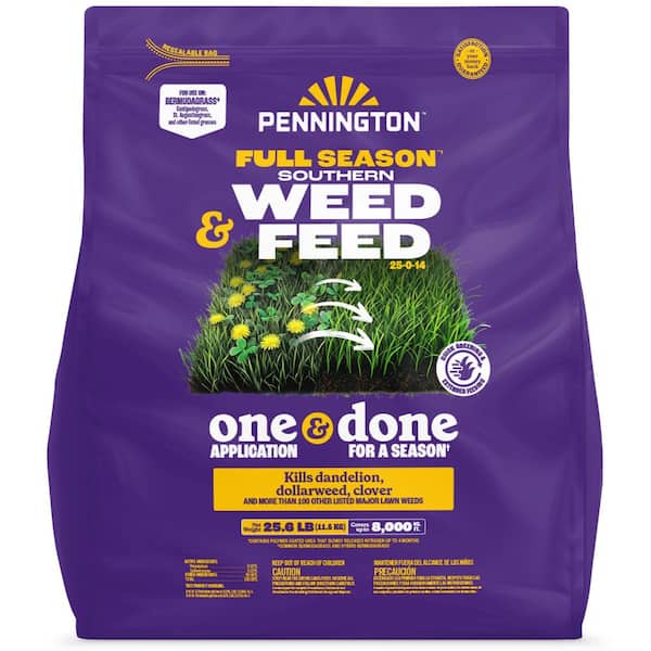 25.6 lbs. 8,000 sq. ft. Full Season Southern Weed and Feed Lawn Fertilizer Granules 25-0-14