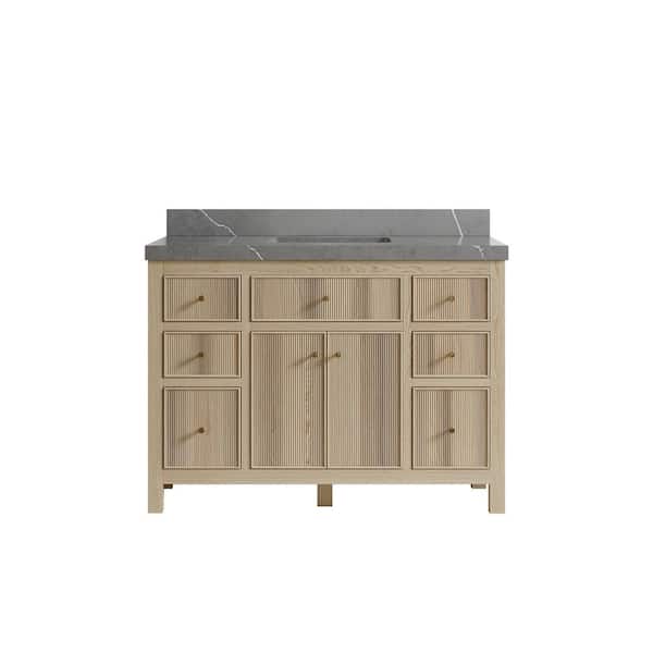 Willow Collections Sonoma Oak 48 in. W x 22 in. D x 36 in. H Bath Vanity in White Oak with 2 in. Piatra Quartz Top