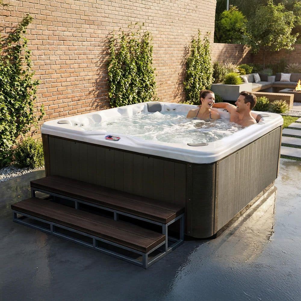 American Spas 7-Person 56-Jet Premium Acrylic Bench Spa Standard