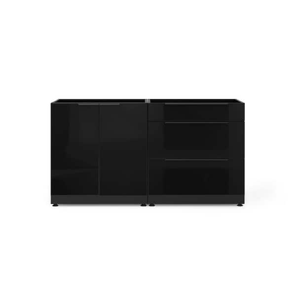 Outdoor Kitchen Aluminum Black 64 in. W x 35.25 in. H x 23 in. D 2-Piece Cabinet Set