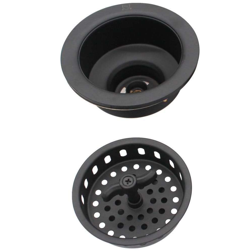 Matte Black Wing Nut Style Kitchen Sink Basket Strainer