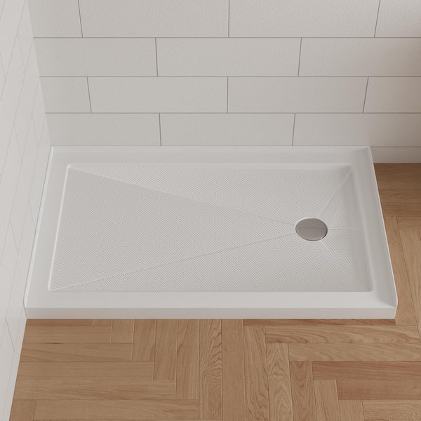 DEERVALLEY Rectangular 48 in. L x 30 in. W Acrylic Alcove Shower Pan Base with Right Drain in White