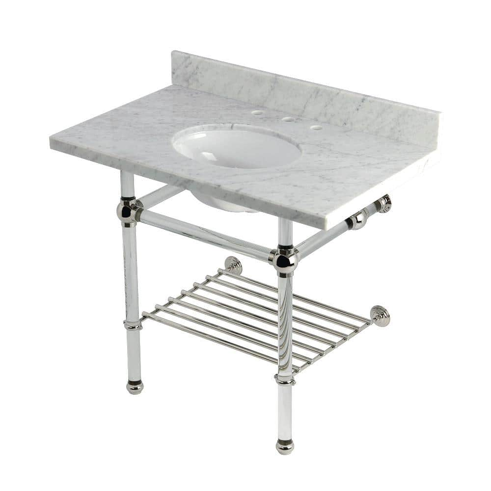 Kingston Brass Templeton 36 in. Marble Console Sink with Acrylic Legs ...