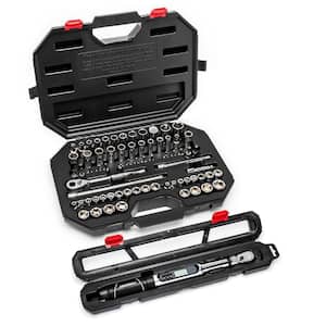 3/8 in. Drive Mechanics Tool Set with 3/8 in. Drive 10-100 ft./lbs. Electronic Torque Wrench (71-Piece)