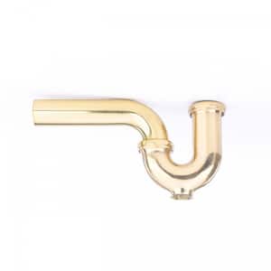 Bathroom Sink P Trap Bright Solid Brass 1-1/2 in. with Clean Out
