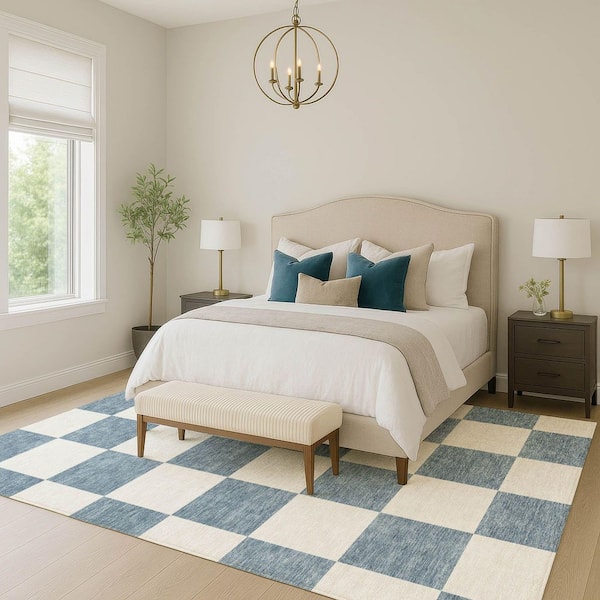 Chantille Machine Washable Indoor/Outdoor Abstract ACN2345 Denim 8 ft. x 10 ft. Area Rug