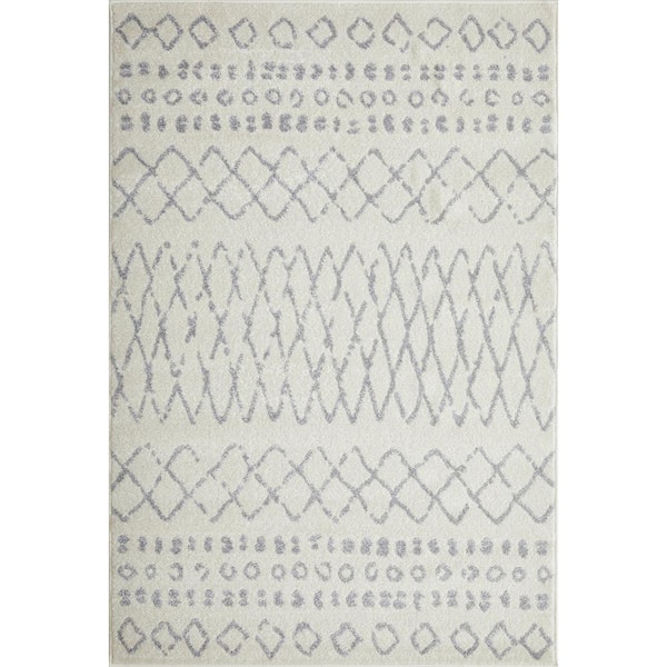LOOMAKNOTI Kissandrah Barzenski Cream 4 ft. x 6 ft. Geometric Polypropylene Area Rug