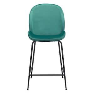 26.4 in. Green Low Back Metal Counter Height Bar Chair with Upholstery Seat