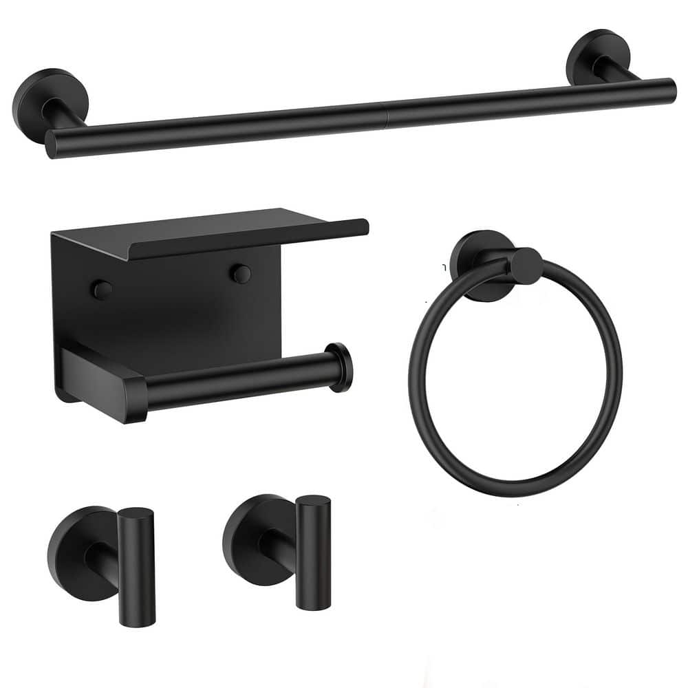 5-Piece Bathroom Hardware Set with Towel Bar, Towel Ring, Toilet Paper Holder, 2 Hooks in Matte Black price history on PriceWatchPro