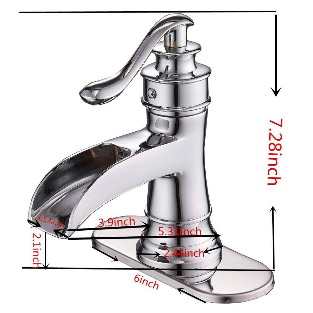 Polished Chrome Single Handle Bathroom Faucet with Drain Assembly