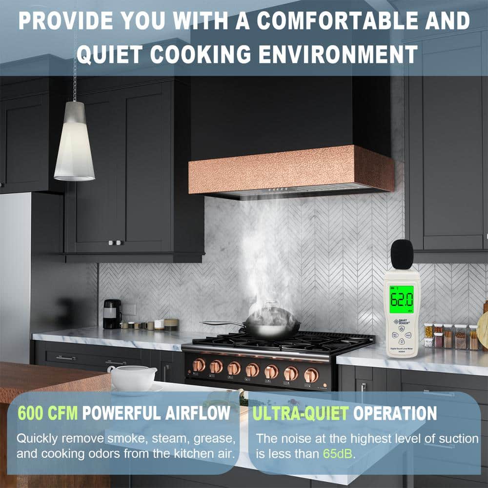 Black and Copper Wall Mounted Stainless Steel Range Hood