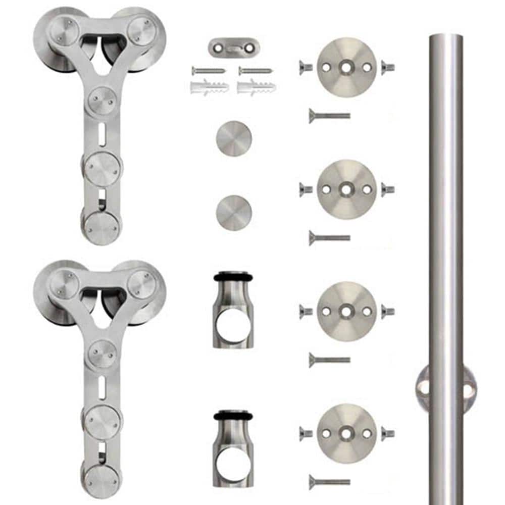 Stainless Steel 78-Inch Single Barn Door Hardware Kit