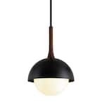 Cadet 1-Light Black and Natural Acacia Pendant