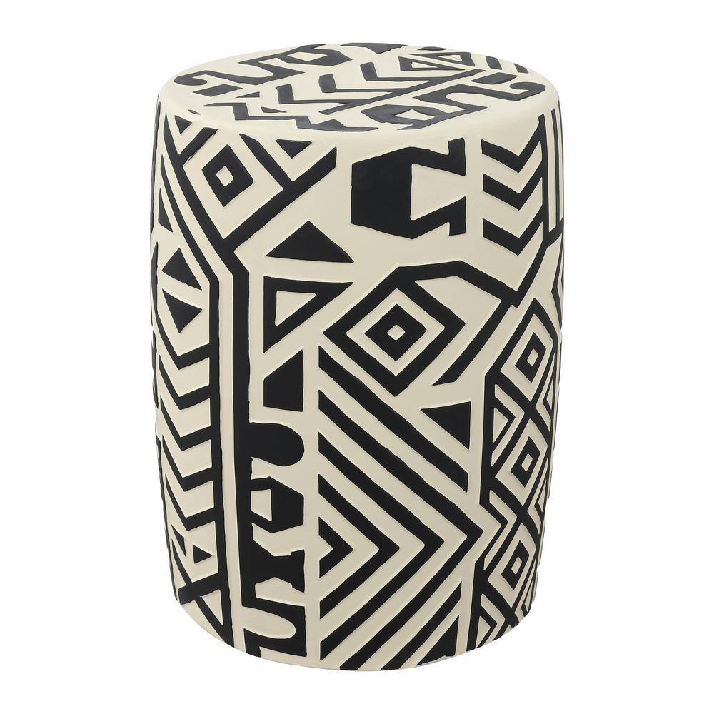 Rafi 17.75 in. MidCentury Modern Geometric Drum Garden Stool, Black/Cream price history on PriceWatchPro