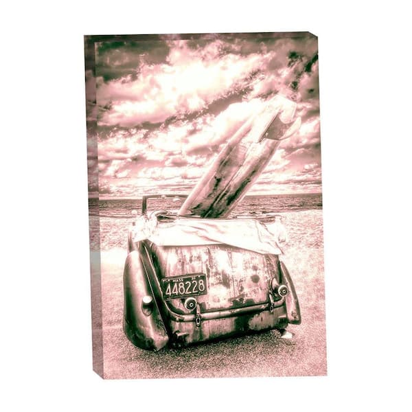 VENICE BEACH Collections Vintage Surf Bug in Pinks by Grotto Studios 1-Piece Unframed Graphic Print Abstract Poster Art Print 36 in. x 24 in.