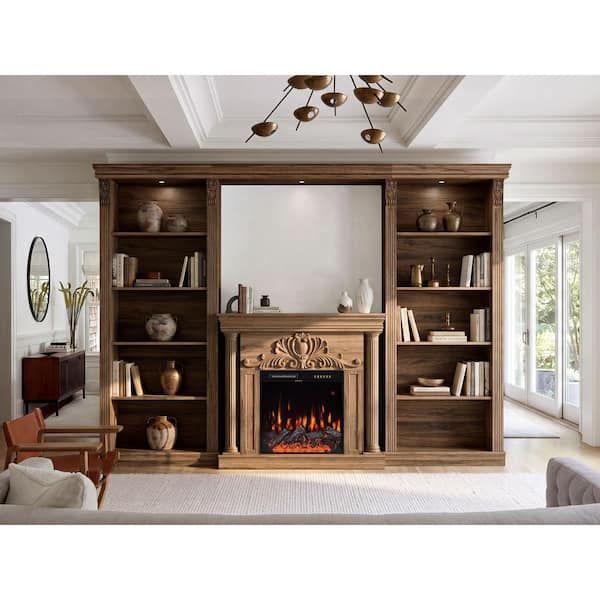 Homsee 118 in. Freestanding Wood Electric Fireplace TV Stand in