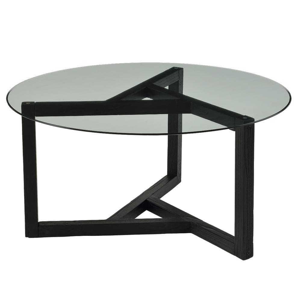 Qualfurn Espresso 36 In Round Glass Coffee Table Ctm190112b The Home Depot Qualfurn Espresso 36 In Round Glass Coffee Table Ctm190112b The Home Depot