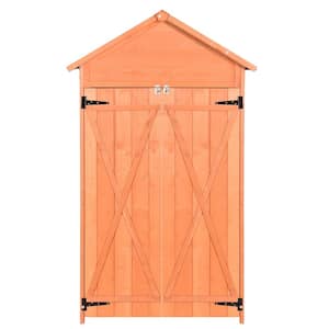 35.43 in. W x 19.29 in. D x 68.90 in. H Brown Wood Outdoor Storage Cabinet with Lockable Doors and Waterproof Roof