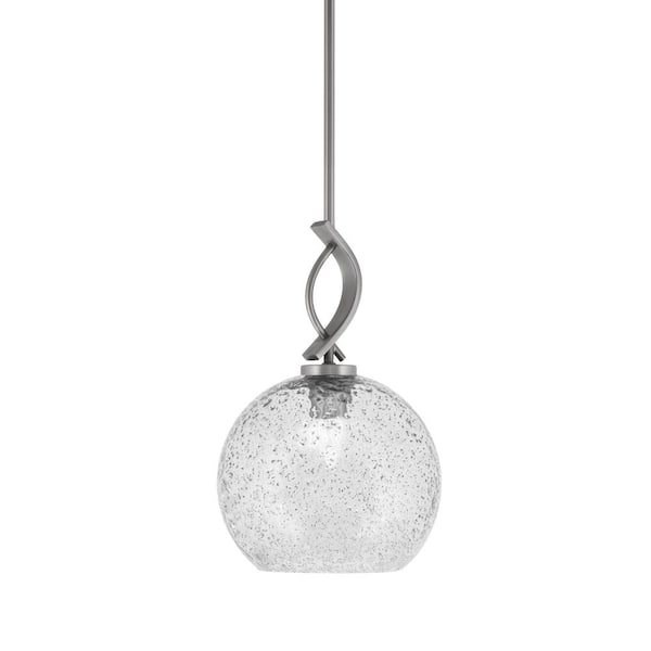 Unbranded Olympia 100-Watt 1-Light Graphite Shaded Mini Pendant Light with Glass Shade