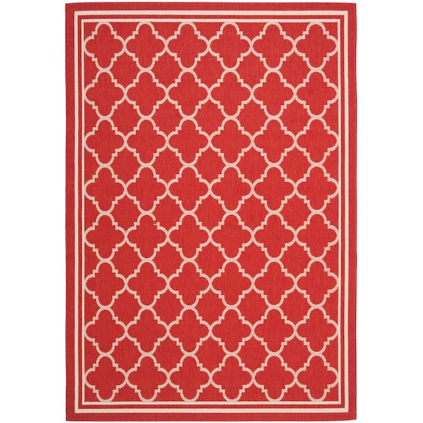 SAFAVIEH Courtyard Red/Bone 5 ft. x 8 ft. Geometric Indoor/Outdoor Patio  Area Rug