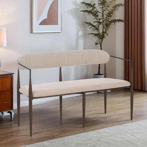 CHRISTOPHER KNIGHT HOME Wyatt 55 in. W Coffee plus Black plus Beige Fabric Upholstered 2-Seater Loveseat Metal Frame