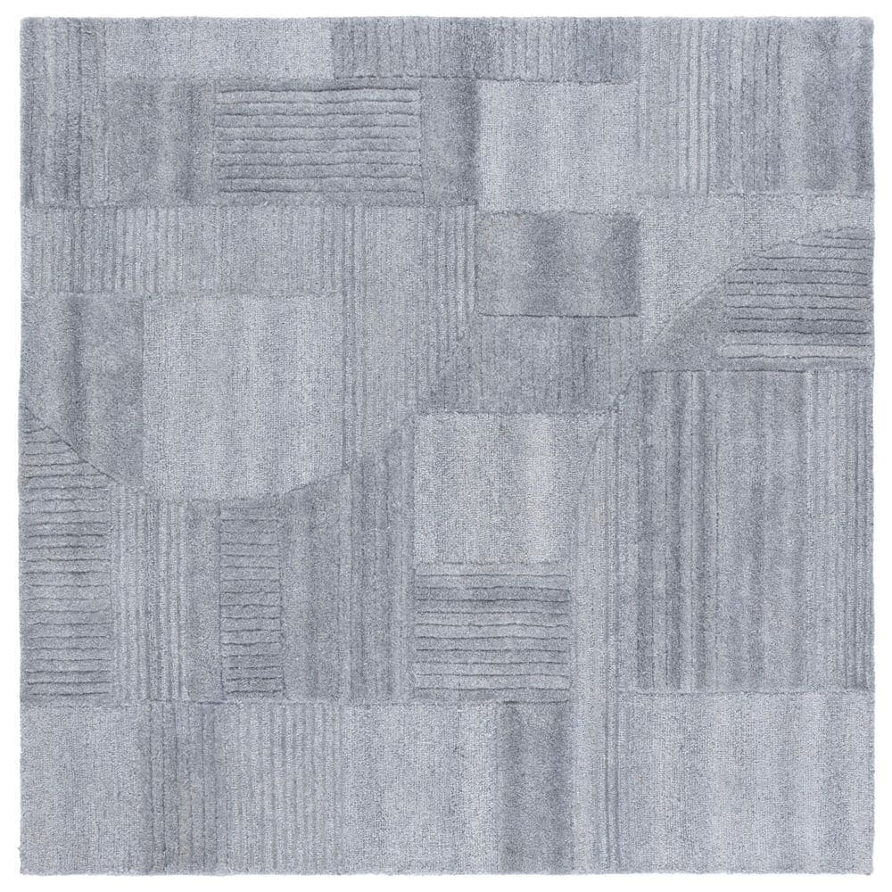 SAFAVIEH Harvest 6 ft. x 6 ft. Gray Solid Geometric Square Area Rug ...