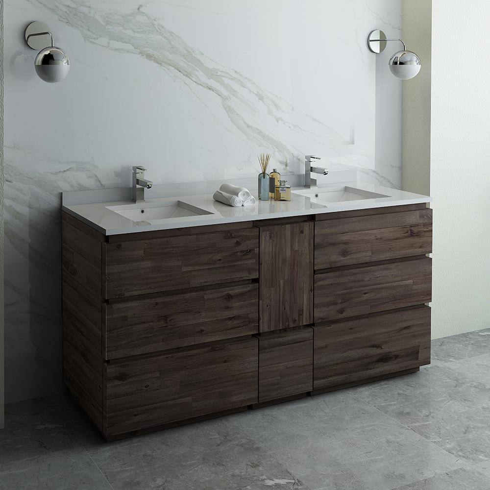 Formosa 72" Brown Quartz Stone Double Sink Vanity