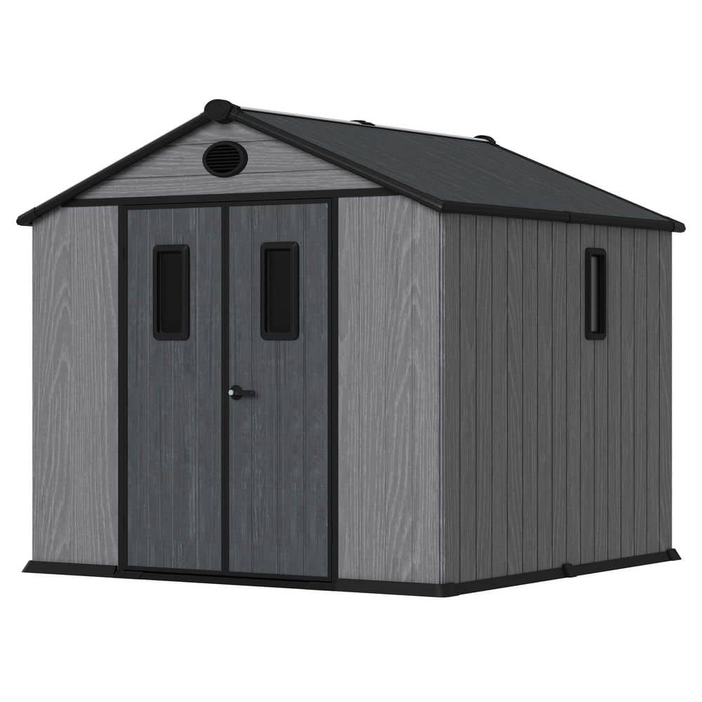 8*8 Outdoor Storage Tool Shed with Door and Floor, Plastic Outdoor Storage Shed with Steel Frame, Gray price history on PriceWatchPro