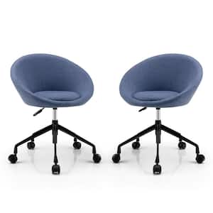 Set of 2 Swivel Home Office Chair Adjustable Accent Chair with Flexible Casters Blue
