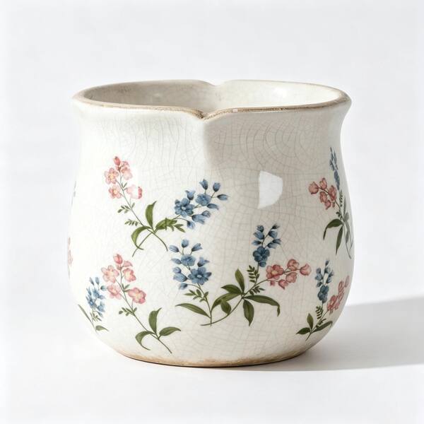 5.3" Rustic Farmhouse Ceramic Flower Pots with Drainage Hole for Indoor/Outdoor Decor