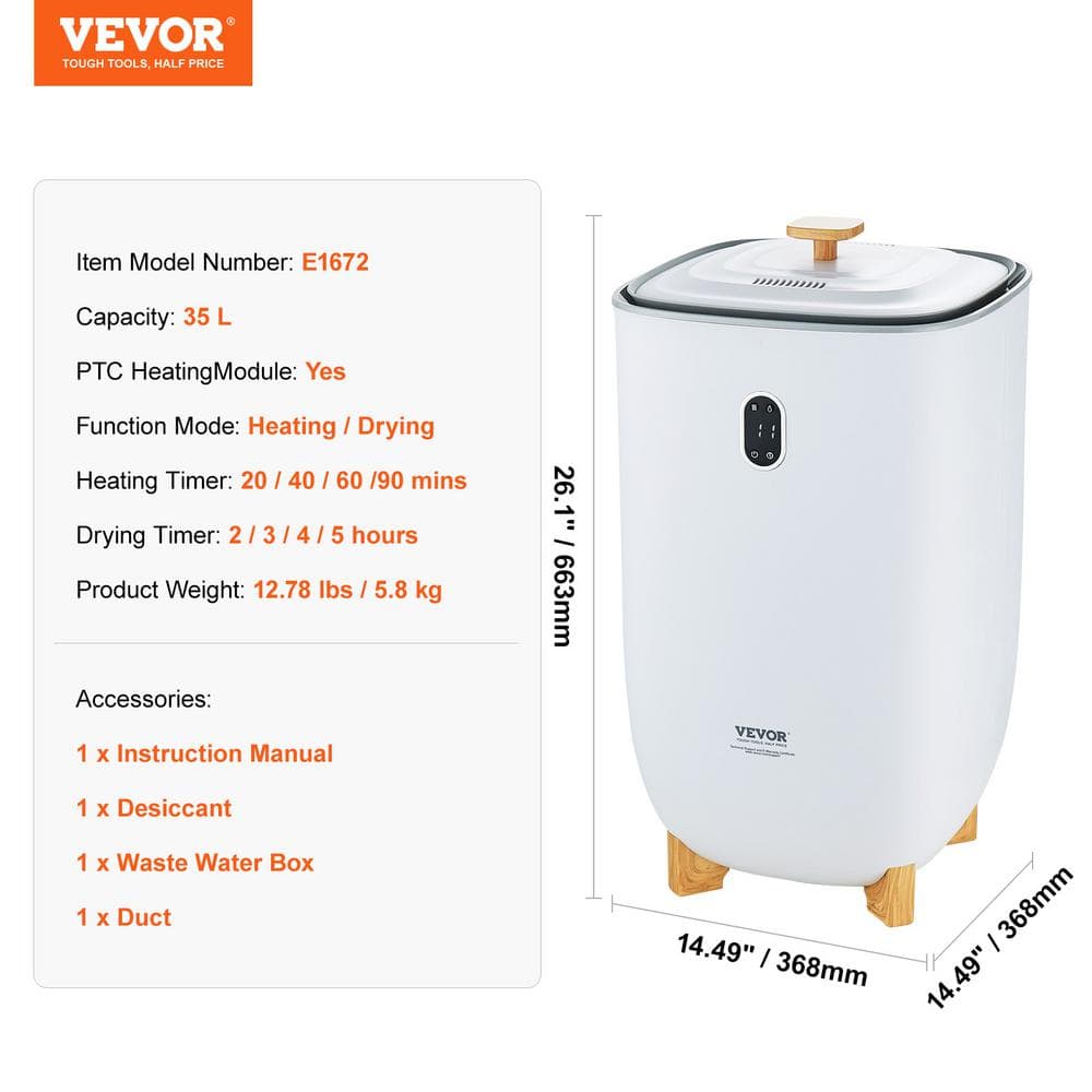 White 35L Electric Towel Warmer Bucket with LED Screen