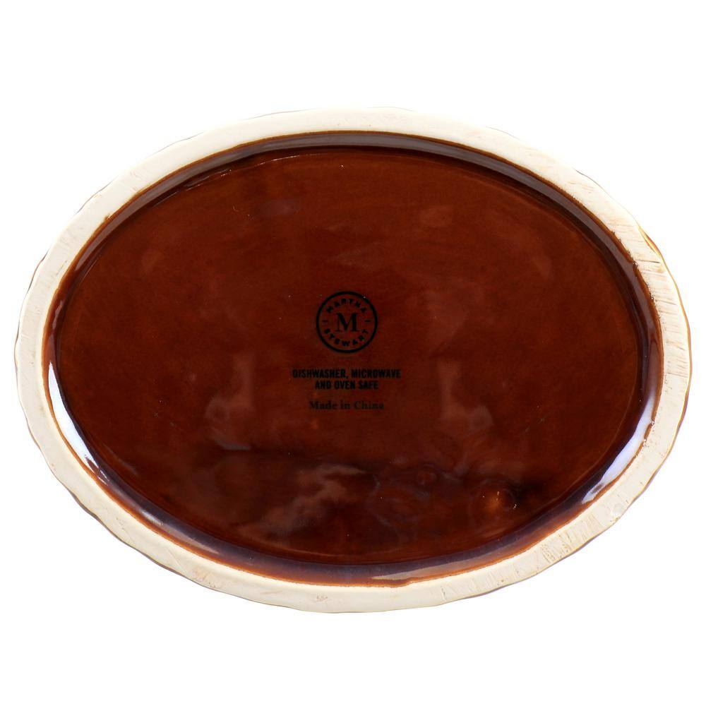 Brown Stoneware Goose-Shaped Oval Baker with Lid