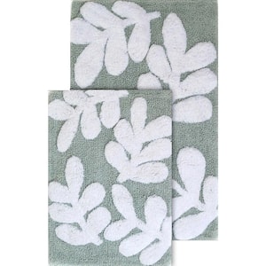Monte Carlo Moonstone and White 21 in. x 34 in. and 17 in. x 24 in. 2-Piece Bath Rug Set