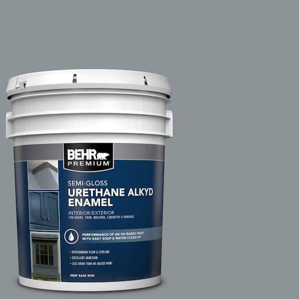 BEHR PREMIUM 5 gal. Home Decorators Collection #HDC-NT-27 Millennium Silver Urethane Alkyd Semi-Gloss Enamel Interior/Exterior Paint