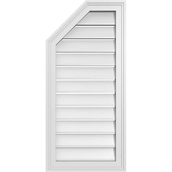 Ekena Millwork 16 in. x 34 in. Octagonal Surface Mount PVC Gable Vent: Functional with Brickmould Frame