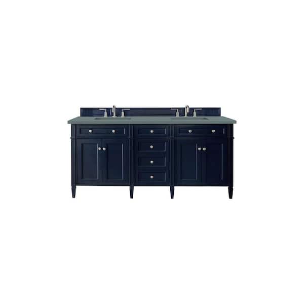 James Martin Vanities Brittany 72.0 in. W x 23.5 in. D x 34 in. H Bathroom Vanity in Victory Blue with Cala Blue Quartz Top