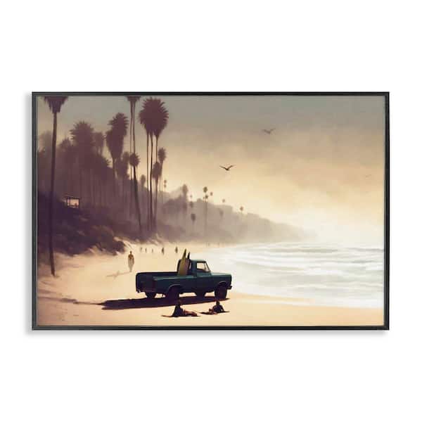 Stupell Industries Dreamy Beach Tropical View by Noah Bay Black Framed Nature Giclee Art Print 16 in. x 24 in.