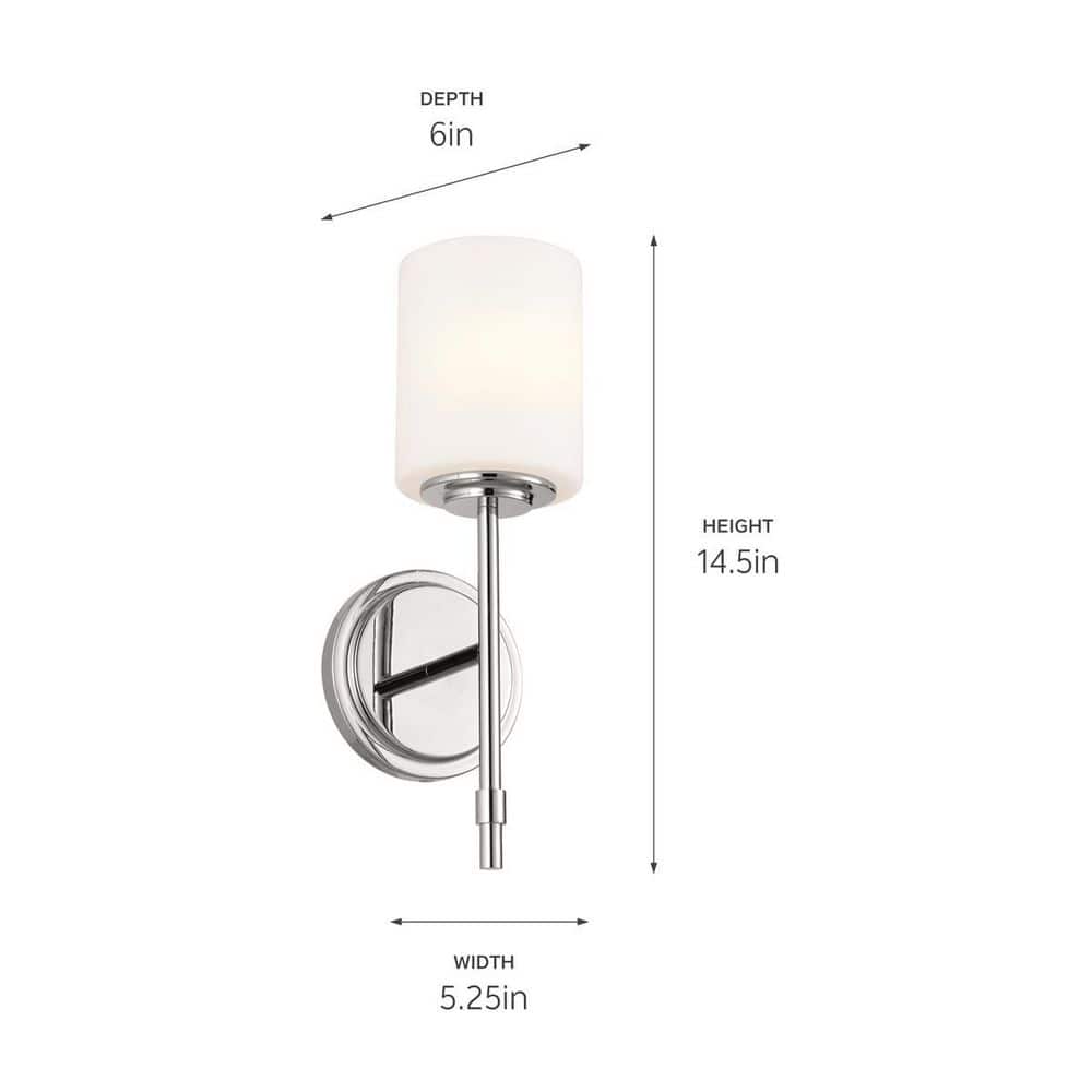 Polished Nickel Cylinder Wall Sconce with Opal Glass Shade