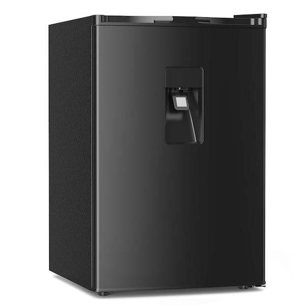 20 in. 4.4 cu. ft. Compact Mini Refrigerator in Black with Top Freezer and Built-In Water Dispenser