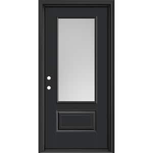 Performance Door System 36 in. x 80 in. 3/4-Lite Right-Hand Inswing Pearl Black Smooth Fiberglass Prehung Front Door