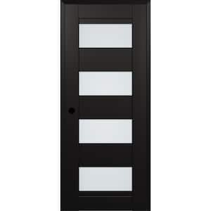 Della DIY-Friendly 28 in. x 80 in. Right-Hand 4-Lite Frosted Glass Black Matte Composite Single Prehung Interior Door