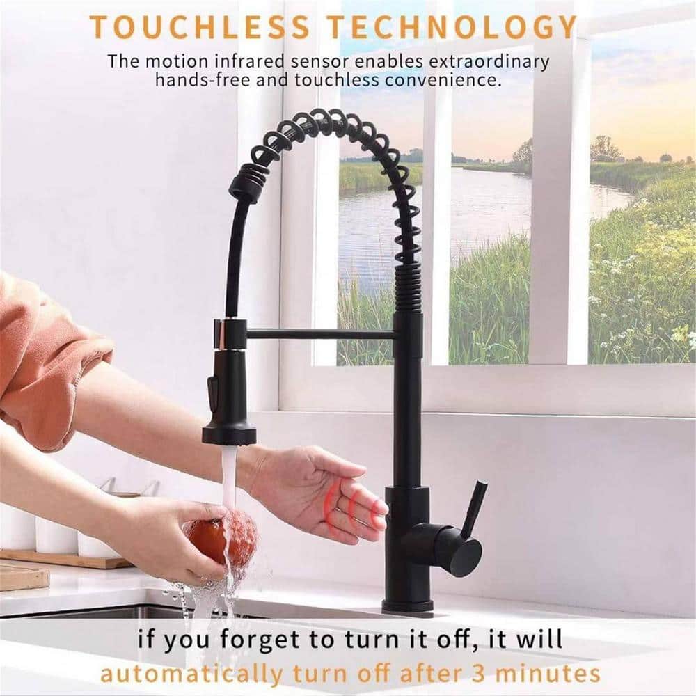 Matte Black Touchless Pull Down Kitchen Faucet with Spray
